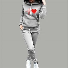 Load image into Gallery viewer, Autumn Winter 2 Piece Set Women Hoodie Pants Printed Tracksuit Pullover Sweatshirt Trousers With Pockets Tracksuit Suits